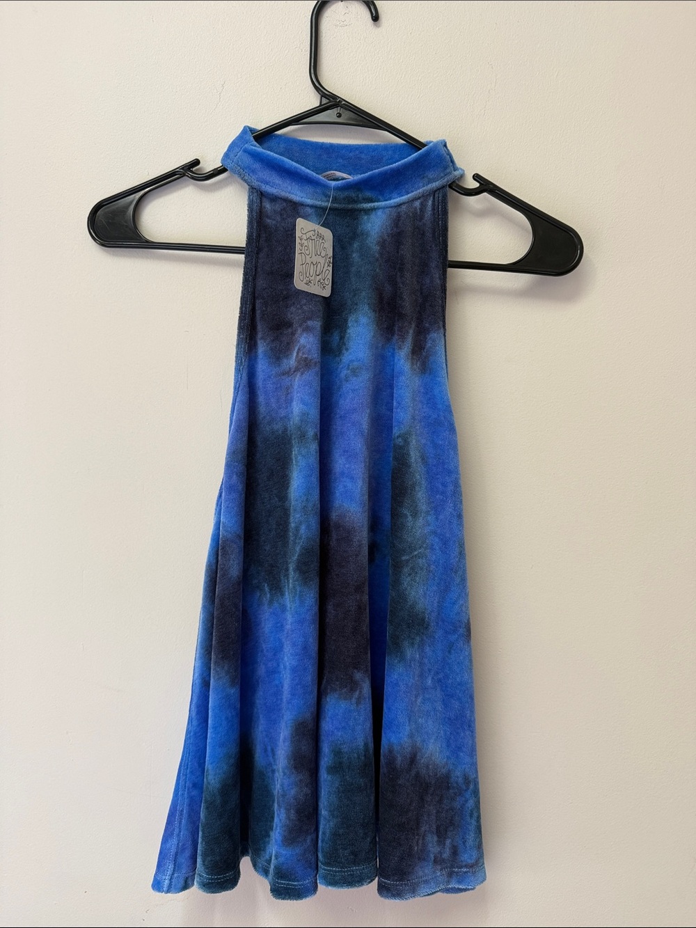 Free People Blue and Navy Tie-Dye Velvet Halter